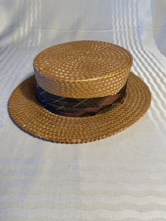 Late 1920s Mens Vintage Straw Boater - Large size 