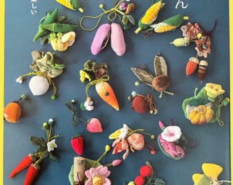 Japanese Chirimen Craft Book – Seasonal Fabric Ornaments & Cute Motifs (Eto, Hina Dolls, Flowers Vegetables)