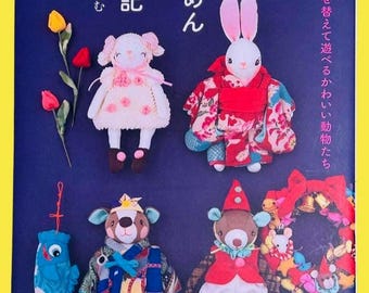 Japanese Craft Book – Chirimen Fabric Animals & Seasonal Ornaments with Clothes and Accessories