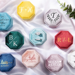 Scatola per anelli in velluto personalizzata, scatola per anelli nuziali personalizzata, scatola per anelli per cerimonia nuziale, regalo di anniversario, regalo di fidanzamento, regalo di nozze per lei