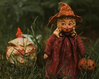 炎の魔女人形飾り ハロウィン スパンコットン人形 ハロウィン飾り ロレ