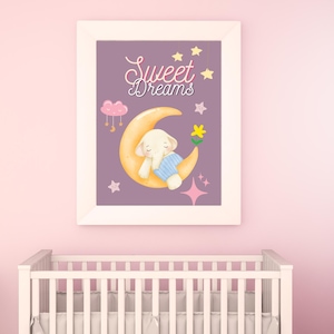Druckbare Kinderzimmer Wandkunst - Süße Träume Elefant Poster - Digitaler Download Babyzimmer Dekor - A4 PDF
