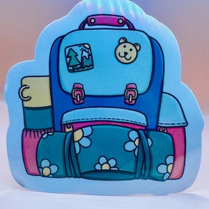 Back to School Backpack   Shine Finish  Die-Cut Water Proof Sticker Kawaii multi-purpose (laptop, journal, planner, water bottles