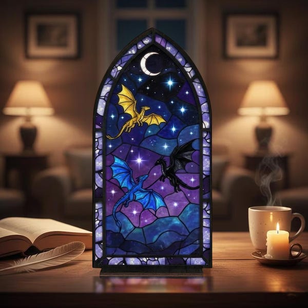 Fourth wing Candle holder, Dragon Book Nook, Basgiath Fantasy Window Light, Wood Tealight Holder, Bookshelf Decor Gift, Book Lover Gift