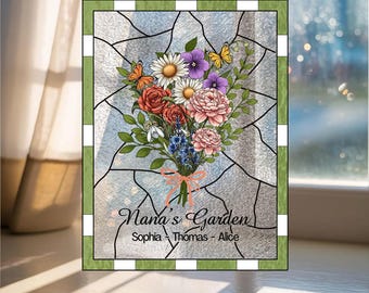 Presente personalizado com flores de nascimento, presente de Dia das Mães para mãe e avó, decoração floral feita à mão, buquê de flores de nascimento para a família, flores do mês de nascimento.