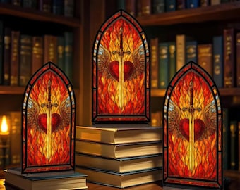 FireHeart Suncatcher Candle Holder, Throne of Glass Fantasy TOG Bookish, Aelin Galathynius ACRYLIC Wall Art, Book Lover Gift