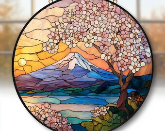 桜の木のステンドグラスのサンキャッチャー - 一年中美しい、自然に