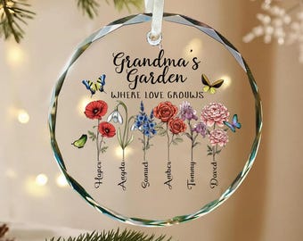 Enfeite de vitral personalizado com flores de nascimento, decoração de janela em vitral personalizada com flores de nascimento para mãe e avó, presente para o Dia das Mães