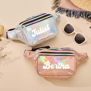 Personalized Fanny Pack,Bridesmaid Fanny Pack,Pool Fanny Pack,Holographic Fanny Packs,Fanny Pack Bachelorette,Beach Gifts for Vacation