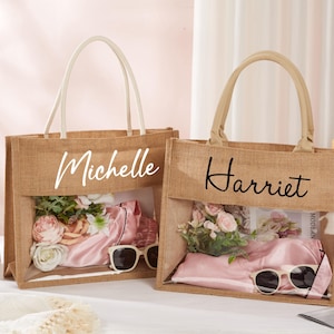 Bridesmaid Tote Bags,Jute Tote Bag,Wedding Gift Bags,Custom Burlap Tote Bag,PVC Bags,Girls Trip Burlap Beach Bag,Party Gift Bag,Gift for Her