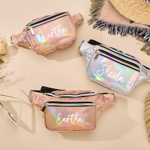 Custom Fanny Packs,Bachelorette Party Fanny Pack,Custom Holographic Fanny Pack,Waist Bags,Travel Bag,Wedding Party Favors,Birthday Gift