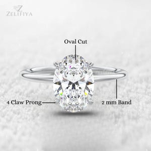 3 Carat Oval Cut E VVS2 Engagement Ring / Oval Lab Grown Diamond Ring / 14K or 18K White Gold Ring / Thin Ring / Minimal Ring / Dainty Ring