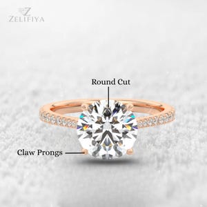 2 Carat Round Brilliant Lab Grown Diamond Pave Engagement Ring / CVD Diamond Proposal Ring / IGI Certified / Hidden Halo, Cathedral Set Ring