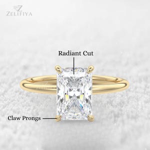 2 Carat Radiant Cut Lab Grown Diamond Engagement Ring / Hidden Halo / IGI Certified Radiant Diamond Ring /  14K Gold Solitaire Wedding Ring