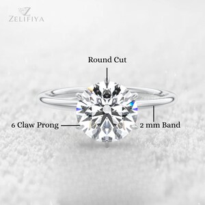 2.00 Carat Round Moissanite Engagement Ring 14K Solid Gold Wedding Ring Round Solitaire Ring Six Prong Ring Promise Ring For Her Dainty Ring