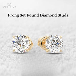 VVS1 Moissanite Stud Earrings With Screw Back Round Cut Moissanite Diamond Earrings Daily Wear Earrings Round Diamond Studs Handmade Earring