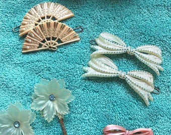 Vintage Barrette Collection – Mid-Century Plastic Hair Clip Set (Lot of 6 Pairs)