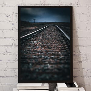 Moody Railroad Photography Print: Dark Industrial Wall Art (Digital Download)