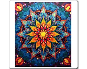 Lebendiger Magnet „Blume des Lebens“, farbenfrohes Wohnaccessoire, einzigartige Küchendekoration, Kühlschrankmagnet im Boho-Stil, Ausstellungsstück für Kunstliebhaber, Schmuckstück