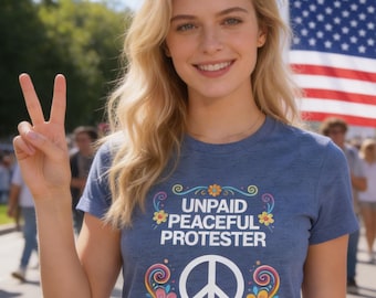 Anti-Trump onbetaalde vreedzame demonstrant bella+canvas damesshirt, 8647, vredessymbool, politiek shirt, T-shirt No War rally, sociale rechtvaardigheid