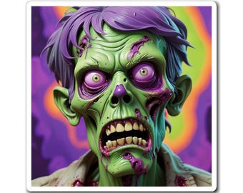 Zombie Magnet, Halloween Fridge Magnet, Zombie Halloween Decor, Horror Gift, Spooky Kitchen Decor, Matte Vinyl