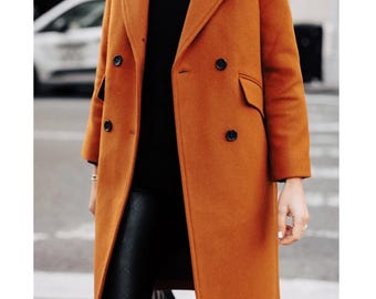 Long Brown Wool Coat for Women | Classic Winter Overcoat