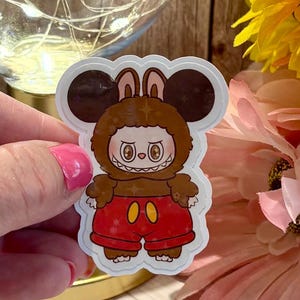 Funny Labubu Stickers – Waterproof, Sparkly Bunny Monster Vinyl Decals | Cute Character Stickers with Easy Peel Tabs