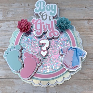 Baby Shower Cake Topper | Gender Reveal Party Decoration | Boy or Girl Glitter Cake Topper | Custom Handmade Baby Shower Decor