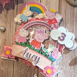 Personalized  Peppa Pig-Inspired Birthday Shaker Topper | Custom Confetti Cake Topper With Name And Age