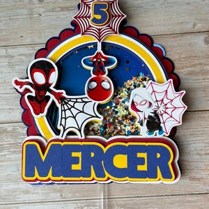Personalized Spider-Verse Inspired Birthday Cake Shaker Topper | Custom Spidey Cake Topper With Name And Age | Superhero Party Decor
