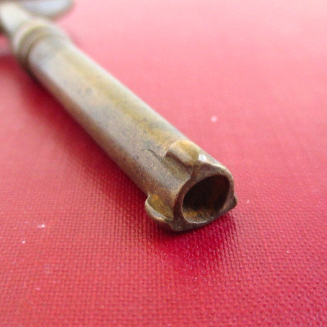 Antique Skeleton Key W/ Unusual Fluted Bit Design Vintage, Solid Brass