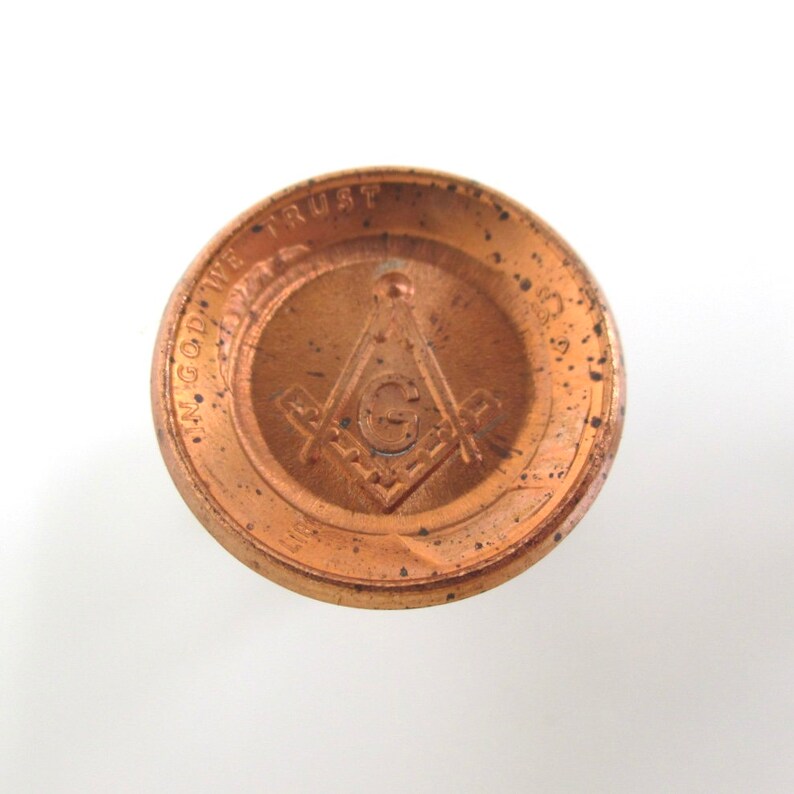 Coin Cuff Links Repurposed Masonic Square /& Compass Pennies USA Coins