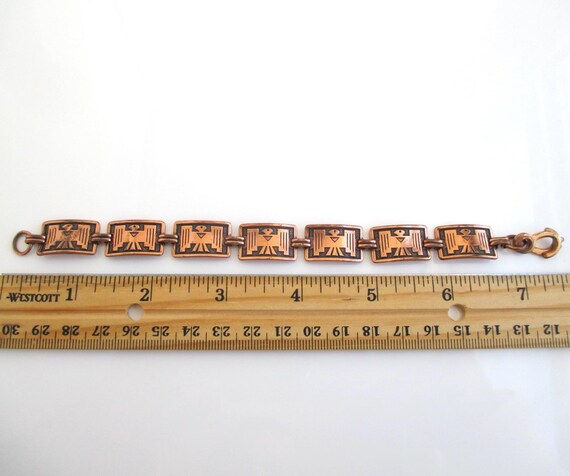 Solid Copper Thunderbird Link Bracelet - Vintage … - image 6
