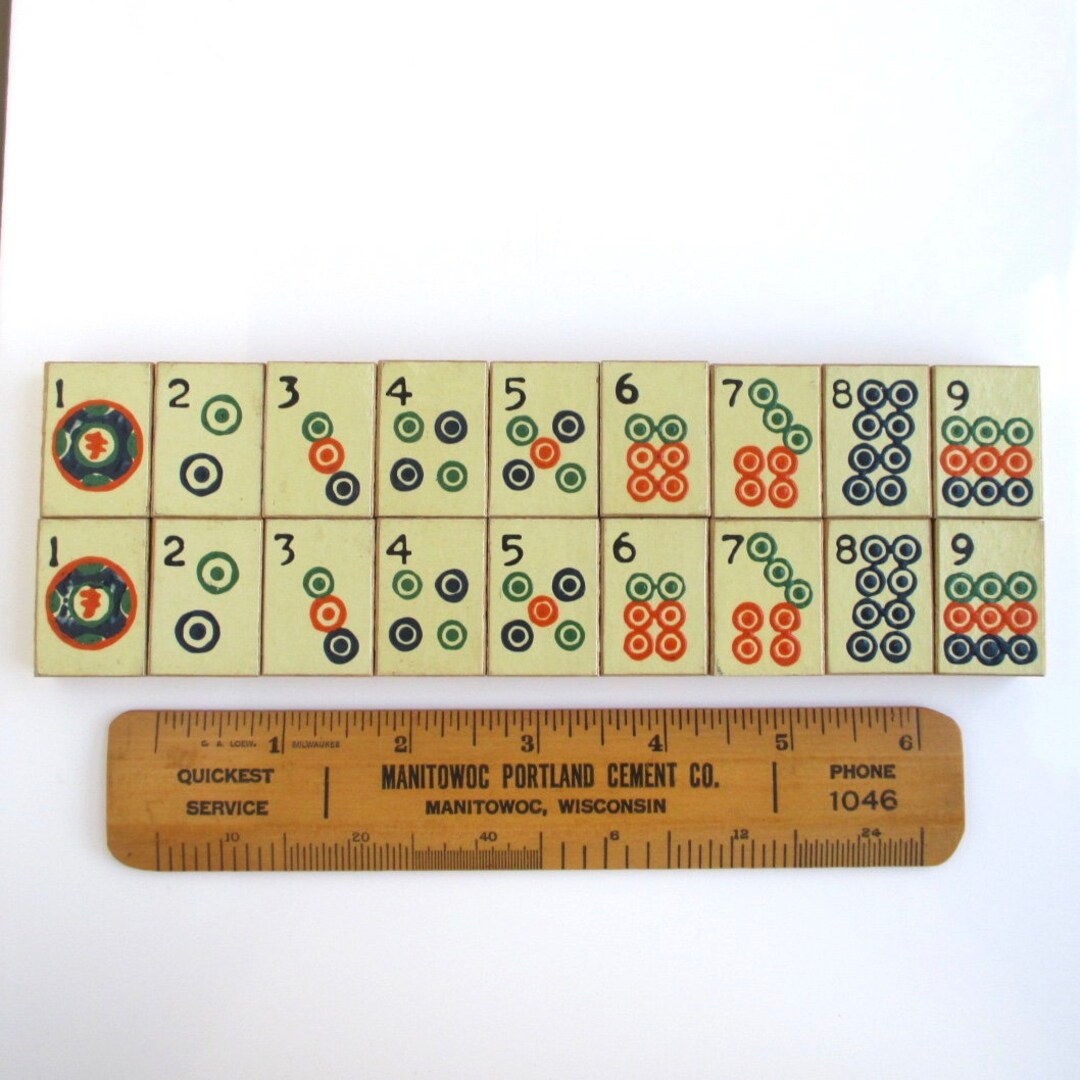 Plaquette Vintage Mah Jong / Mah Jongg Dos Deux Tons – Années 1945, Prête à Jouer, NMJL