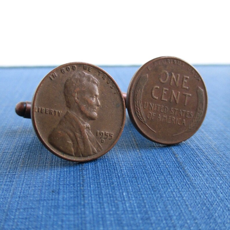 Boutons De Manchette Grande-Bretagne - Pièces De Monnaie Anciennes Half Penny - Vintage