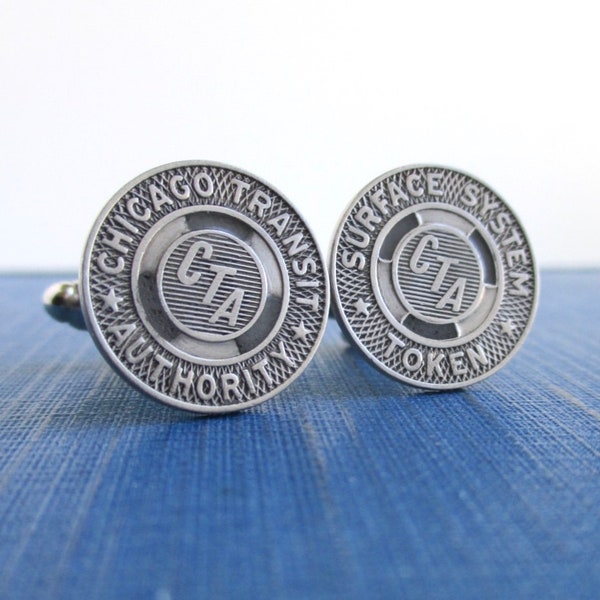 CHICAGO Transit Token Cuff Links - Repurposed Vintage 1950's CTA, Surface System Coins