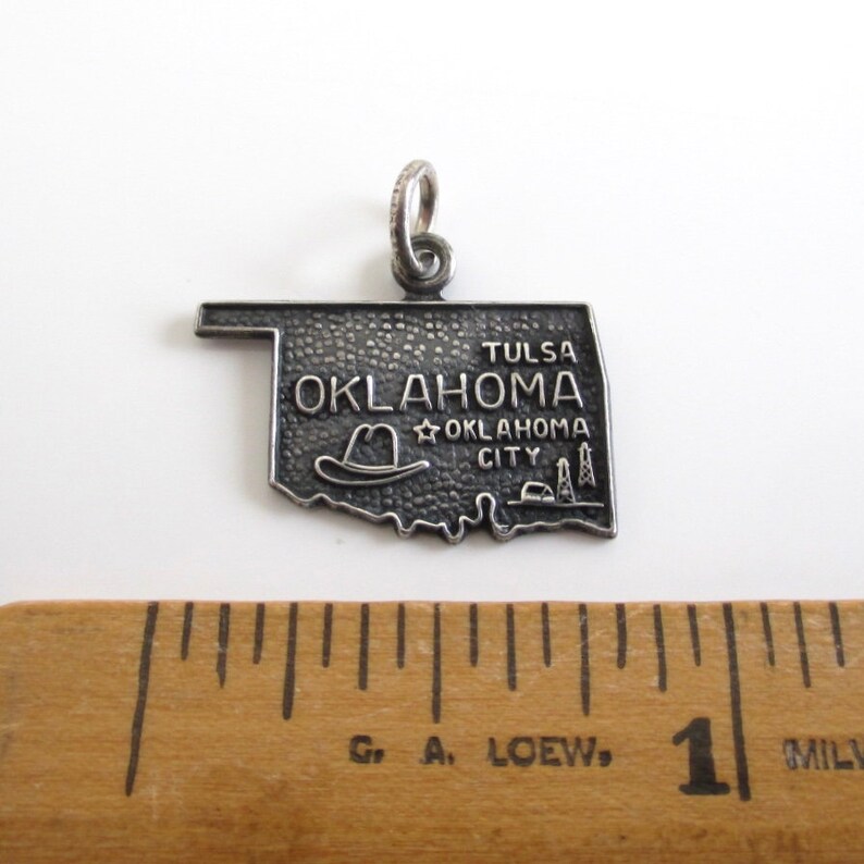 Vintage Sterling Silver Oklahoma Souvenir State Travel Charm