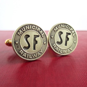 SAN FRANCISCO Railway Token Cuff Links - Repurposeed Vintage SF Coins / Transit Tokens