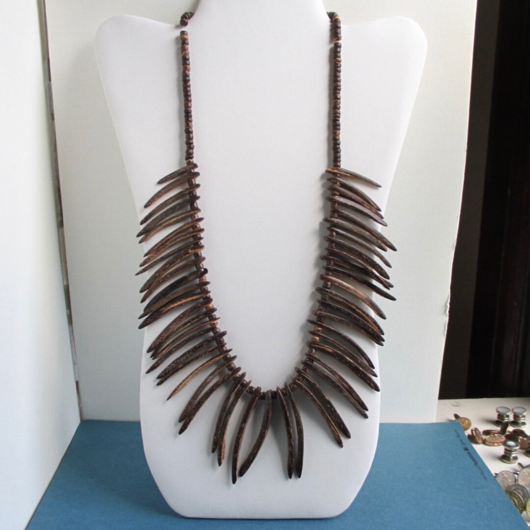 Vintage Coconut Shell Necklace - Large 25 1/4" Long Natural Material - Etsy