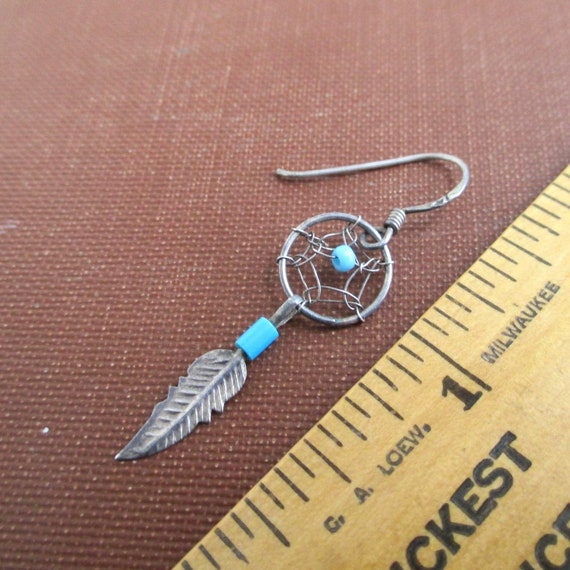 SINGLE Sterling Silver Dangling Feather / Dream C… - image 4