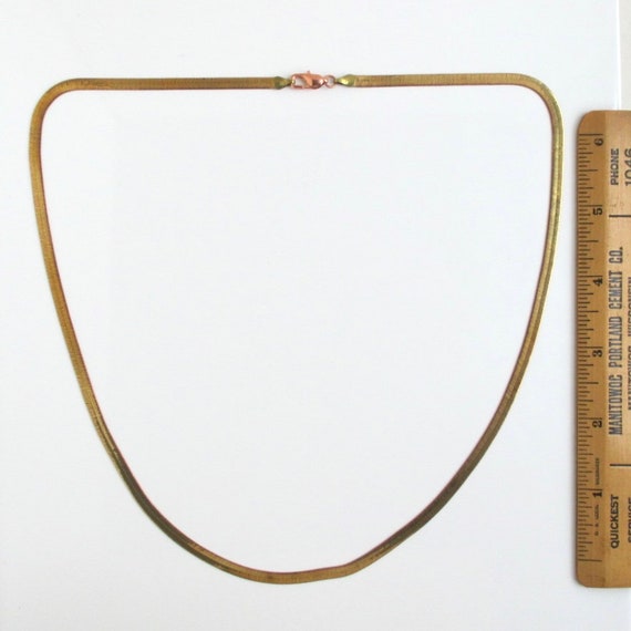 24" Solid Brass Herringbone Necklace - Vintage Un… - image 7