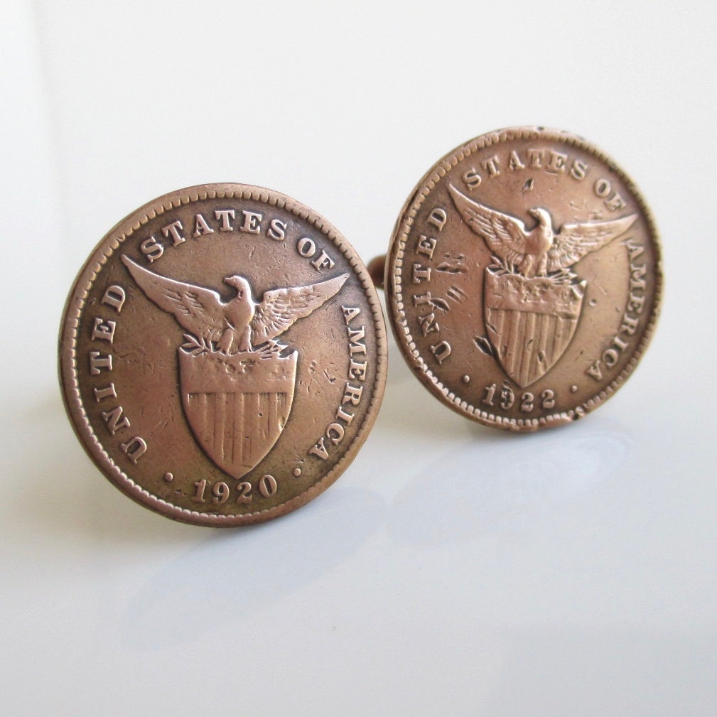 USA Coin Cuff Links Solid Bronze Repurposed Vintage Coins Etsy