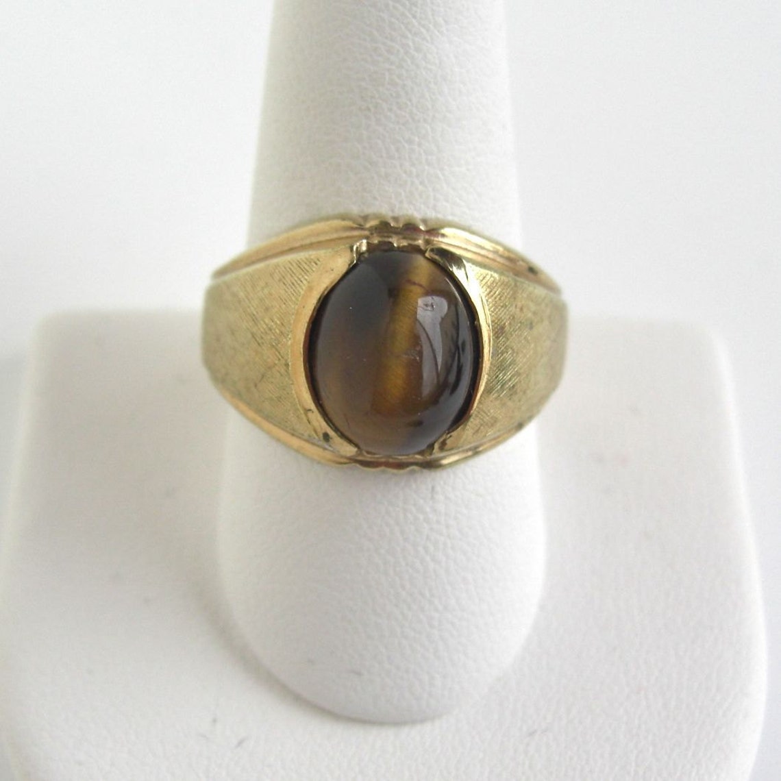 Vintage UNCAS 18KT HGE Tigers Eye Mens Ring Etsy