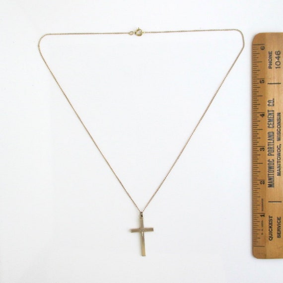 12K Gold Filled Cross Pendant Necklace w/ Colorle… - image 6