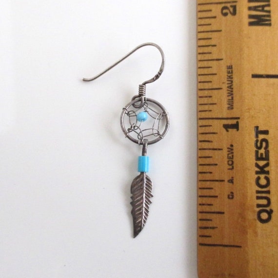 SINGLE Sterling Silver Dangling Feather / Dream C… - image 2