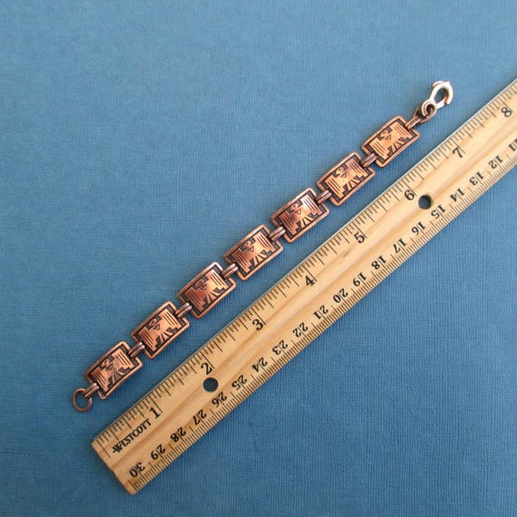Solid Copper Thunderbird Link Bracelet - Vintage … - image 3