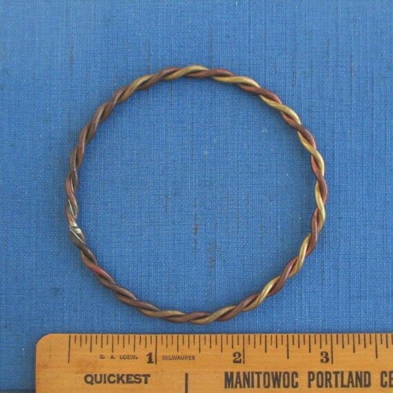 Solid Copper & Brass Bangle Bracelet - Vintage, W… - image 3