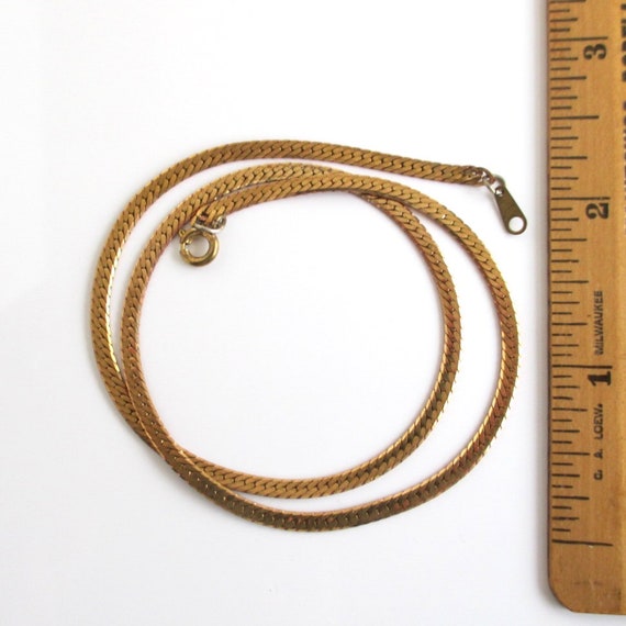 16" Solid Brass Herringbone Necklace Vintage Unused… Gem