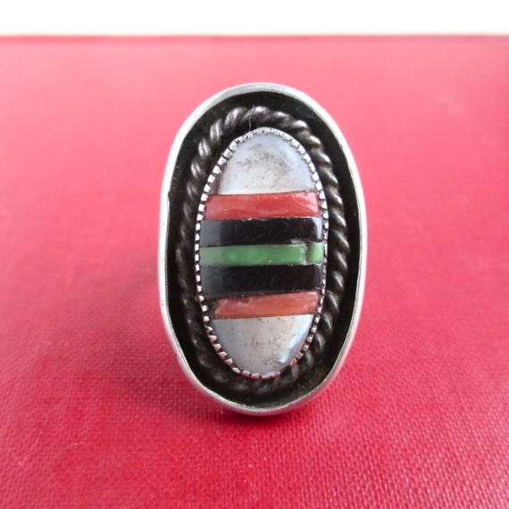 Sterling Silver & Multi-Stone Ring - Vintage Nati… - image 1