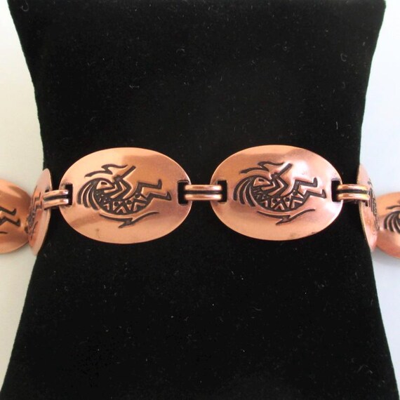 Solid Copper Kokopelli Link Bracelet - Vintage So… - image 5